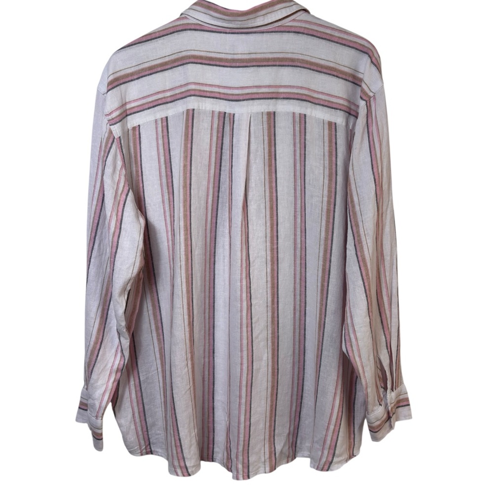 GAP WOMEN'S LINEN PINK WHITE MULTICOLOR BUTTON DOWN SIZE XL BRAND NEW WITH TAGS - Picture 3 of 8